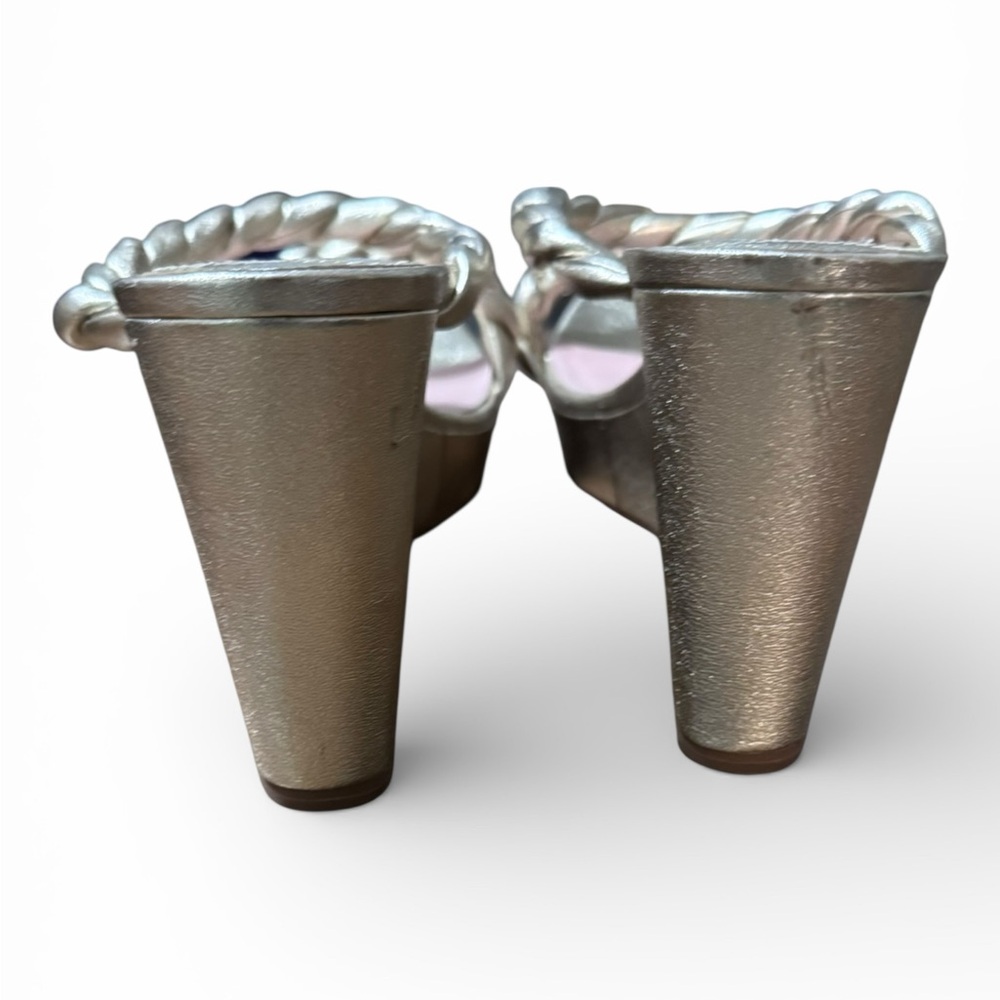 Kate Spade Nina Metallic Leather Slip On Wedge Platform Sandals Gold Size 9 - Picture 5 of 8